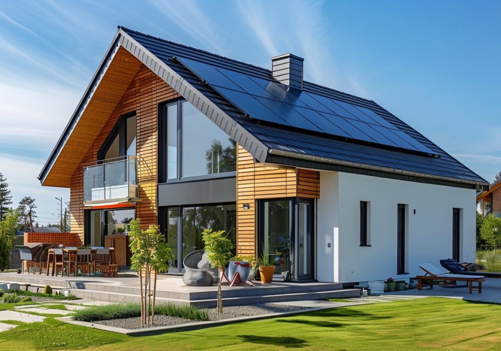 Energieberatung für Wohngebäude Ein schönes Haus mit blauen Himmel das energieeffizient ist